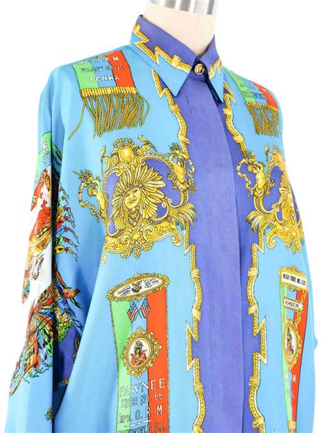 pinterest versace dress native|Versace Women Native American Silk Twill Shirt Dress  .